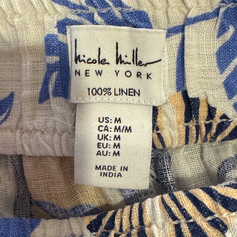 Nicole Miller Blue and Cream Linen Pants - Picture 5 of 5